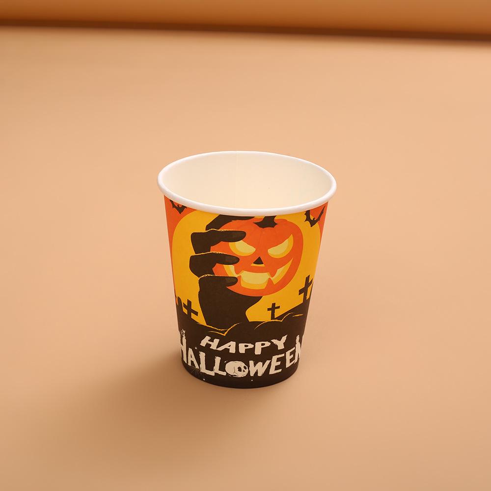 Cross-Border Halloween Party Disposable Plate Set: Pumpkin & Bat Paper Cups and Plates