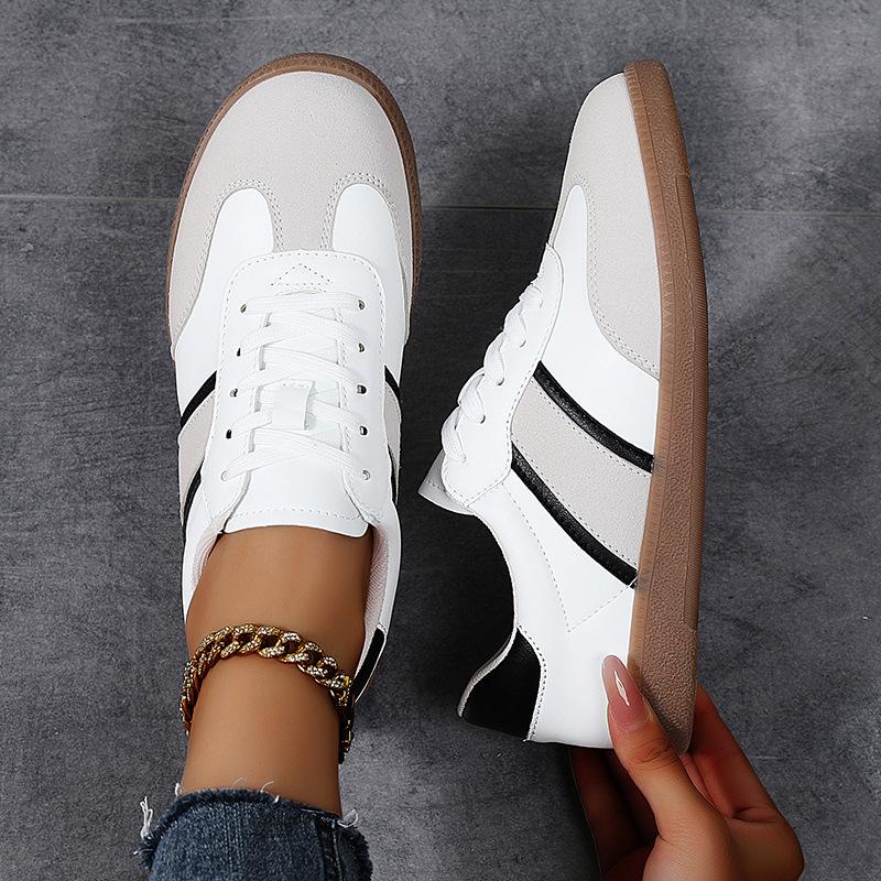 Large Size German Training Shoes for Women's Casual White Shoes for Spring and Autumn New Lace-up Retro Sports Style Low-top Shoes