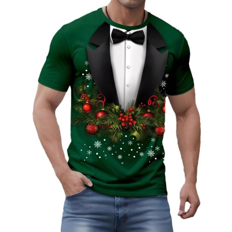 

Мужская футболка с коротким рукавом с цифровой печатью из рождественской серии, персонализированный стиль, свободная и удобная, большого размера XL