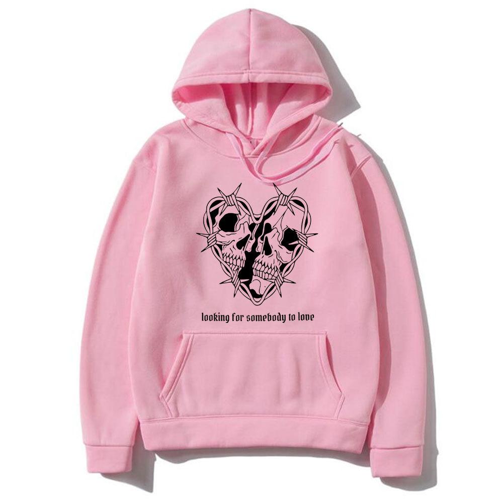 The 1975 Looking Somebody To Love Print Hoodie Skeleton Grap Hoodie Tracksuit Men Fashion Autumn Winter Fleece Loose Sweatshirt