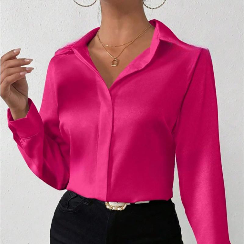 Satin Satin Imitation Silk Long-sleeved Shirt for Women In Spring/Summer 2025