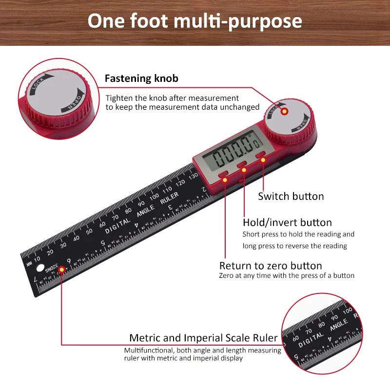 2-in-1 Digital Angle Ruler Inclinometer Protractor Goniometer 360° Plastic/Stainless Steel Gauge Angle finder Measurement Tool