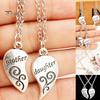 2Pcs/Set Fashion Mother Daughter Flower Carved Love Heart Pendant Necklace Gift