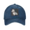 The West Highland Terrier Washed Denim Cap Casual Baseball Caps Adjustable Hat Summer Unisex Baseball Hats