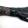 Full Finger Gloves Prom Lace Mesh Gloves Sexy Black Halloween Bride Gloves Patent Leather Gloves