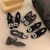 Women's Shoes: High Heels with Fleece, Shallow Opening, Chunky Single Shoes