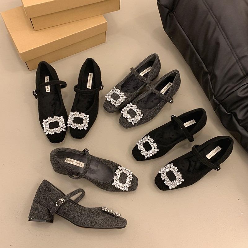 Women's Shoes: High Heels with Fleece, Shallow Opening, Chunky Single Shoes
