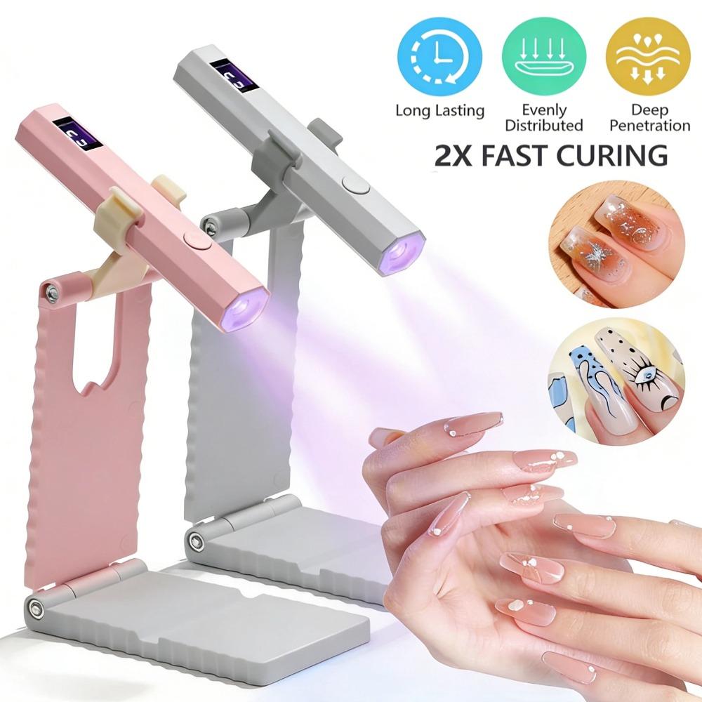 Nails Lamp with Base Portable Nail UV LED Lamp Rechargeable Nails Gel Polish Drying UV Lamp for Nails Art Desk Stand