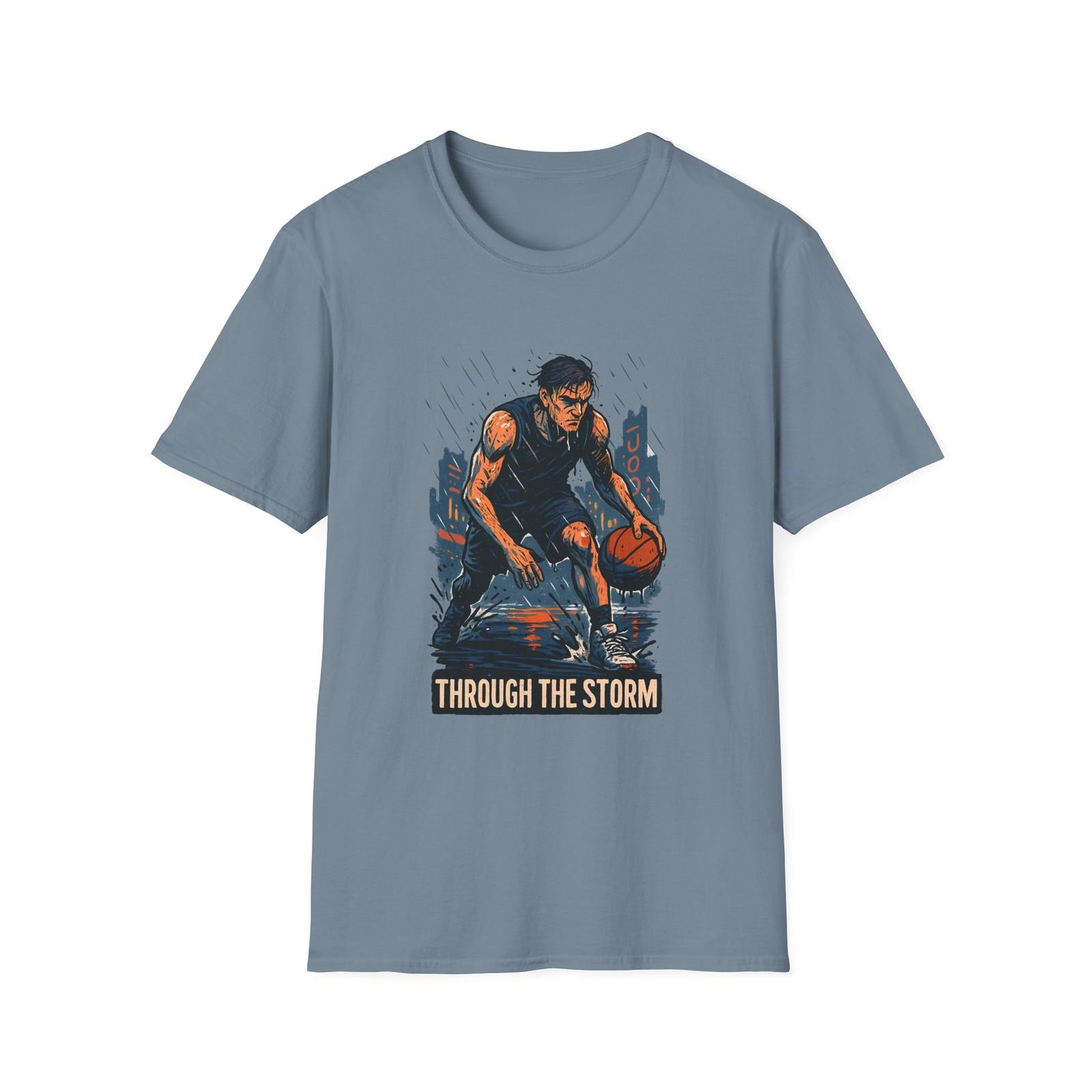 Unisex Softstyle T-Shirt Mens Womens Tees Top Gritty Rainy Street Basketball Urban Sports Fans Tee 4XL