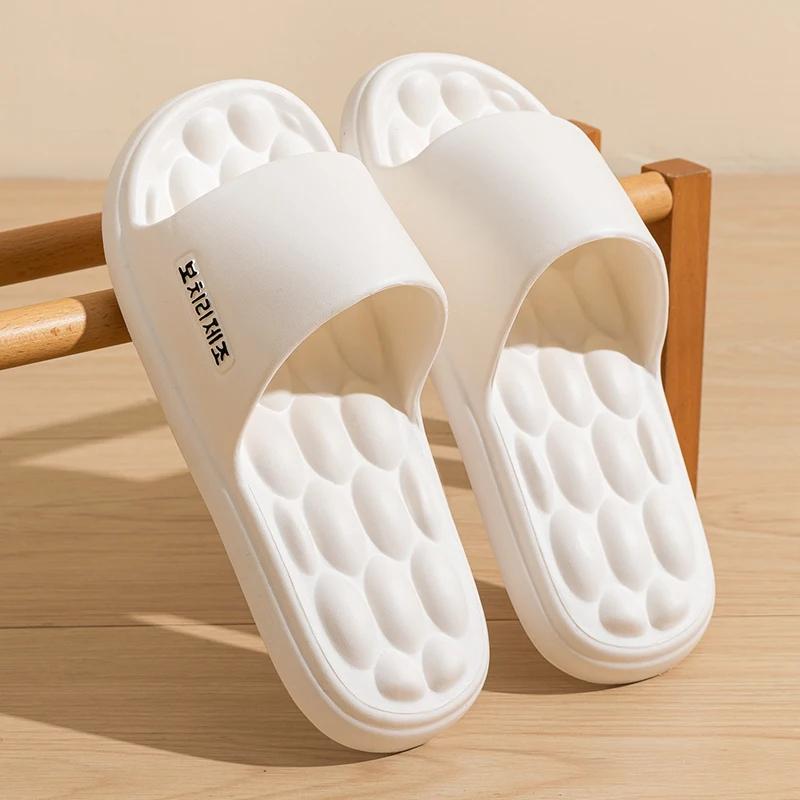 

Fashion Lightweight Soft Sole House Slippers Women Summer 2025 Indoor Non-Slip Cloud Slides Woman Comfort Flat Heels Couple Slippers 36-37 белый