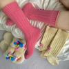 Autumn Winter Thicken Knitted Middle Tube Socks Cotton Japanese Simple Pink Label Dopamine Color Couples Sports Stacked Socks