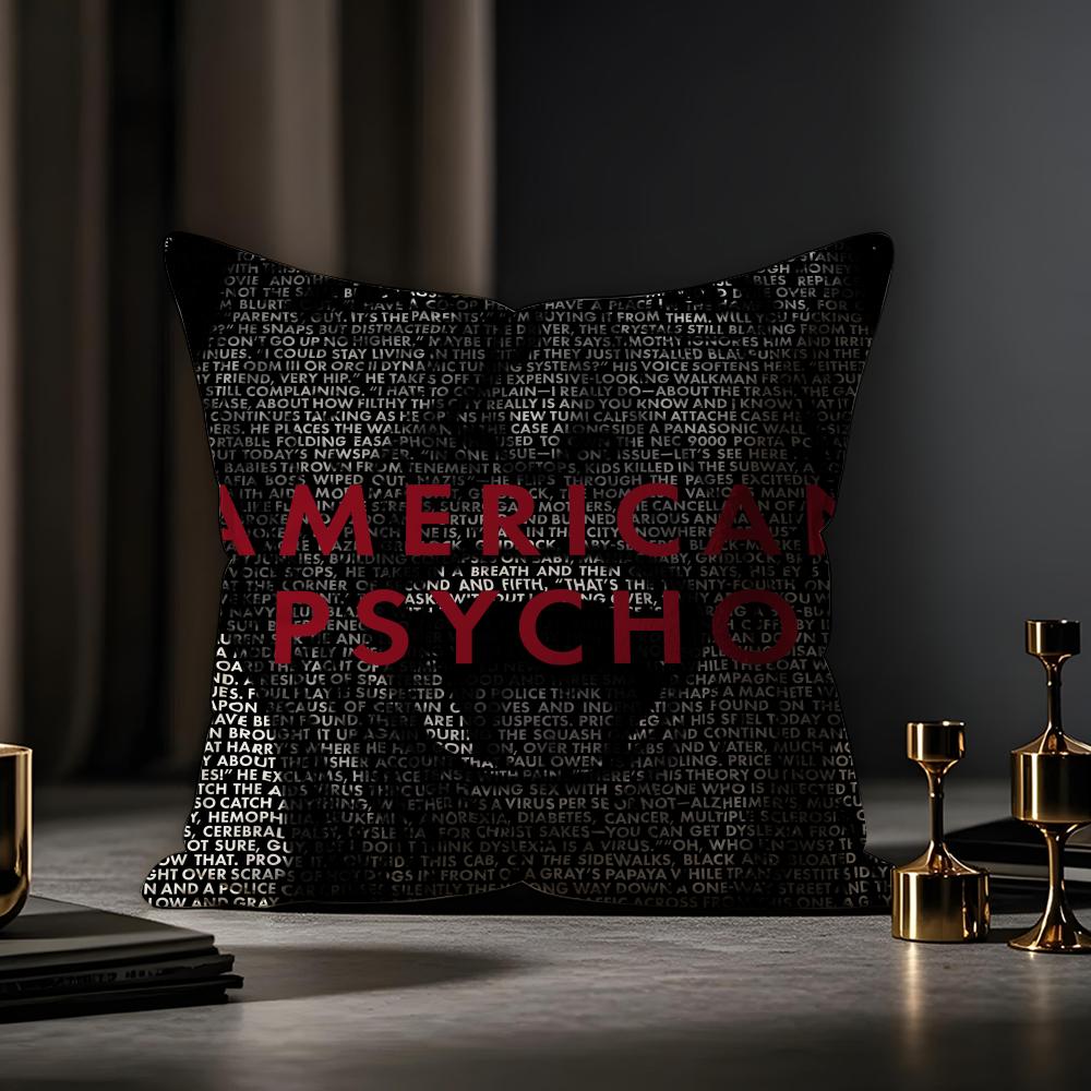 American Psycho Cushion Cover Anti-dustmite Pillowcase Invisible Zipper Silky Short Plush Sofa Cushion Cover