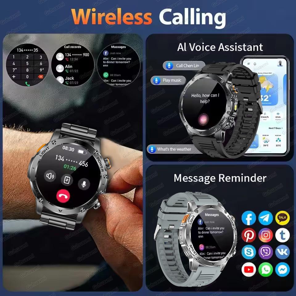 Military Grade 1000mAh Battery Smart Watch IP68 Waterproof GPS Tracker Bluetooth call AMOLED HD Men Sports  New Smartwatch
