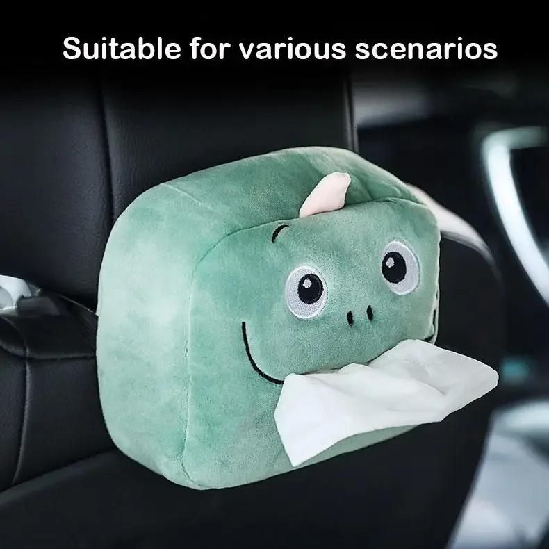 New Cute Cartoon Car Tissue Box Plush Napkin Holder Universal Auto Home Room Paper Case Animal Decoration Bracket Accessories