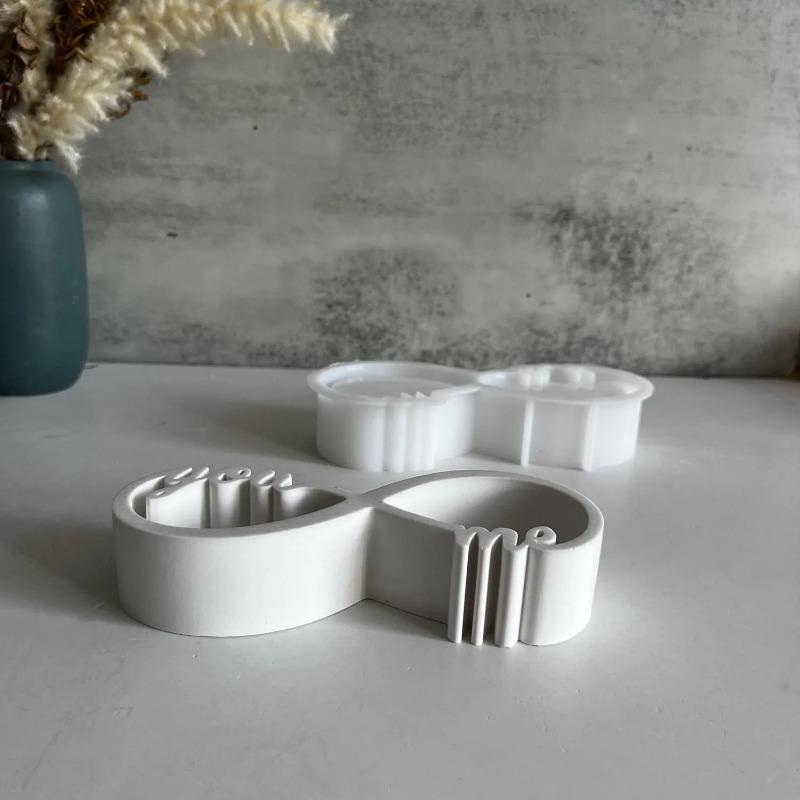 Eternal Love Candle Cup Concrete Cement Molds you and me Ornament Aromatherapy Gypsum Plaster Mould Candle Holder Silicone Mold