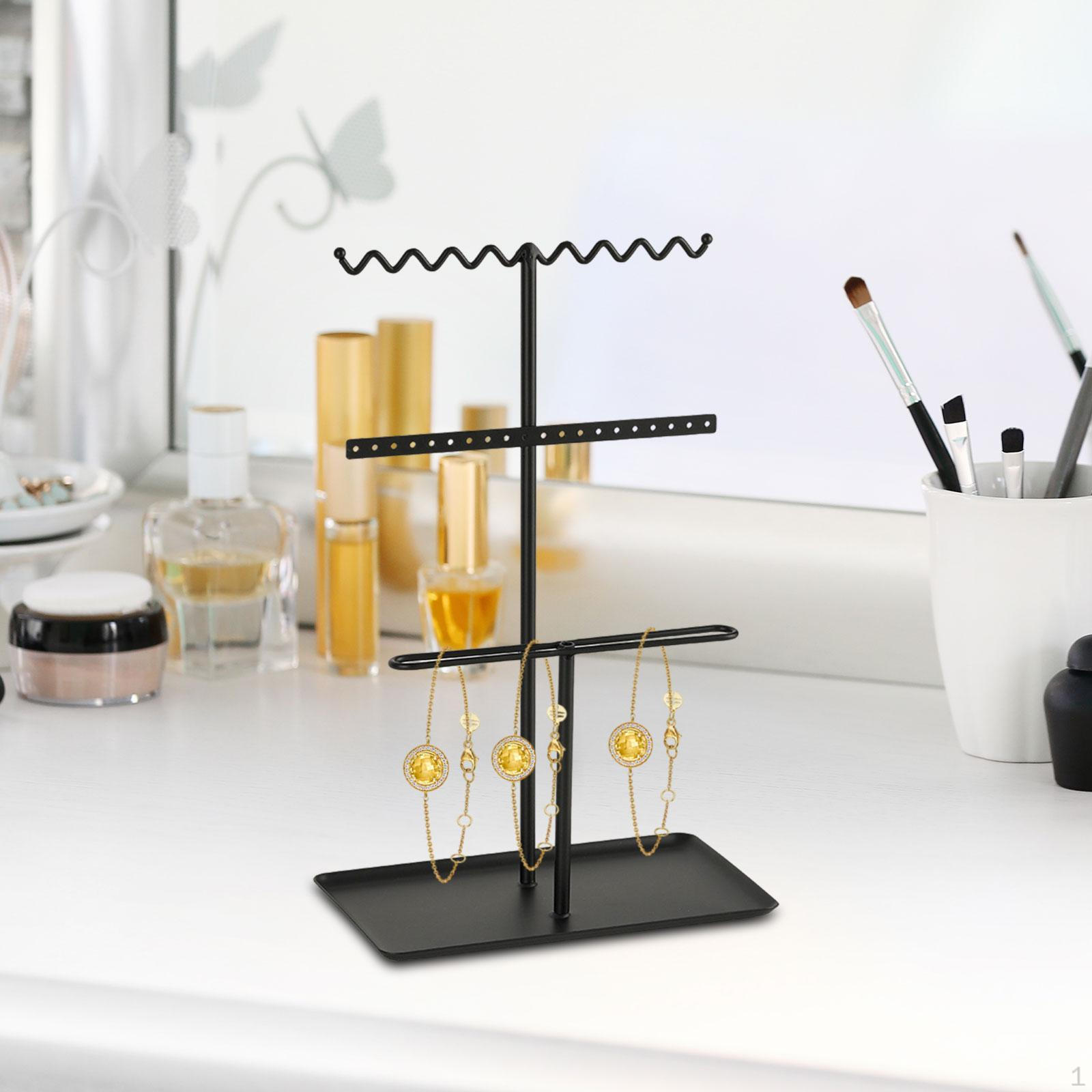 

Подставка для ювелирных изделий, держатель для браслета, ожерелья, 3-х уровневая стильная стойка для сережек для продавцов чёрный