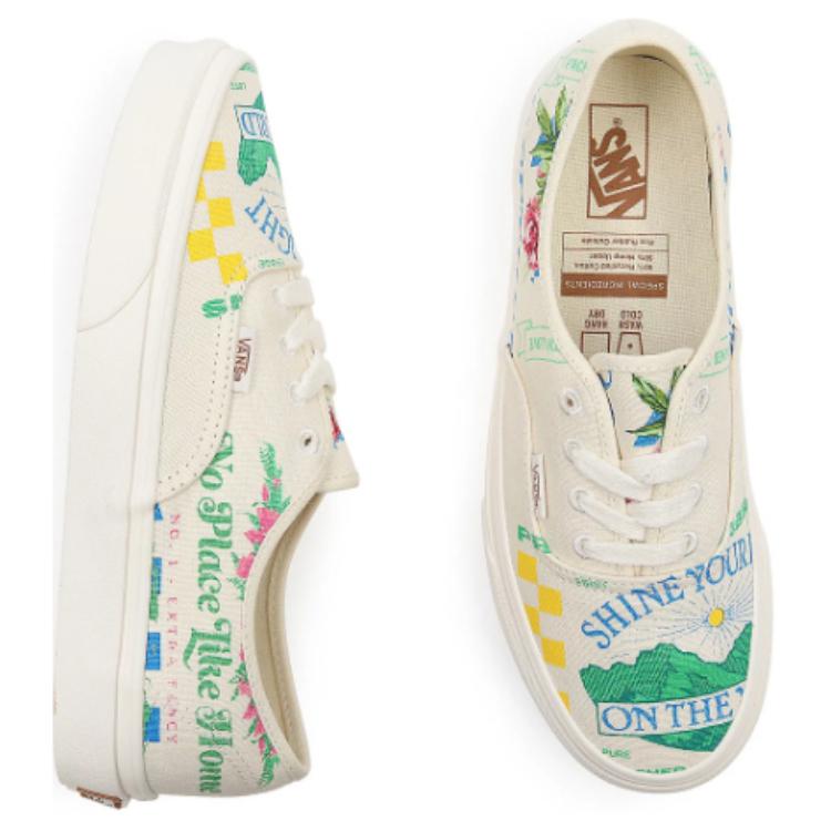 Vans Authentic Series Plátěné ležérní boty s kresleným potiskem nízké tenisky unisex bílé zelené modré VN0A5KRDAS1