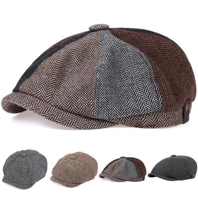 Chapéu octogonal masculino língua de pato boné retro lazer boina masculino e feminino boné de pintor britânico boné de jornaleiro