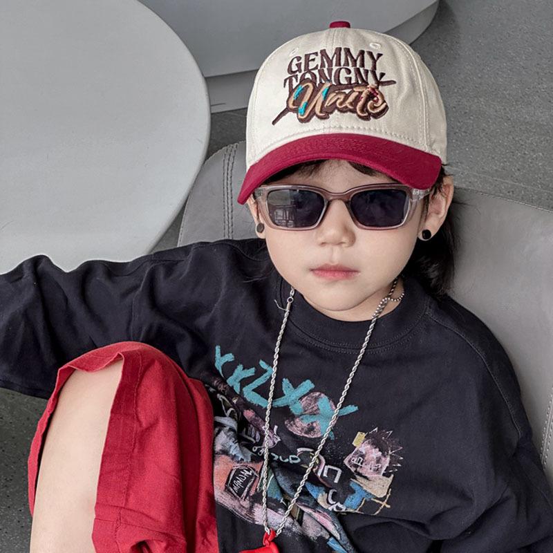 College Style Retro Color Block Baby Hat Children Baseball Hat Fashionable Outfit Boys and Girls Versatile Sun Protection Baseball Hat