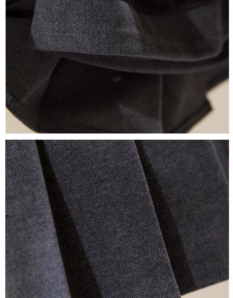 Women's High-Waisted Woolen Pleated A-Line Skirt - Slimming Autumn/Winter Academy Style