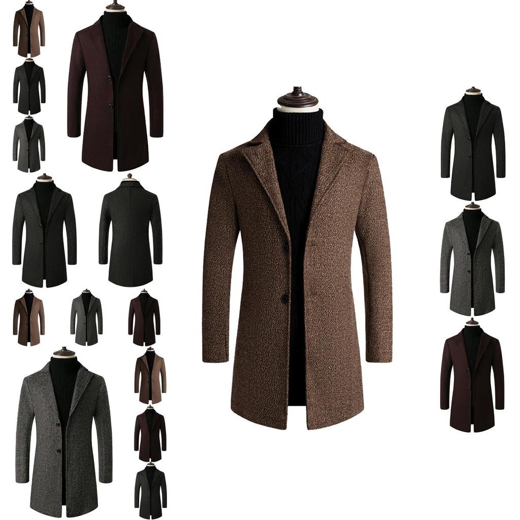 Stilvoller Herren Slim Trenchcoat mit langem einreihigem Design und Reversjacke