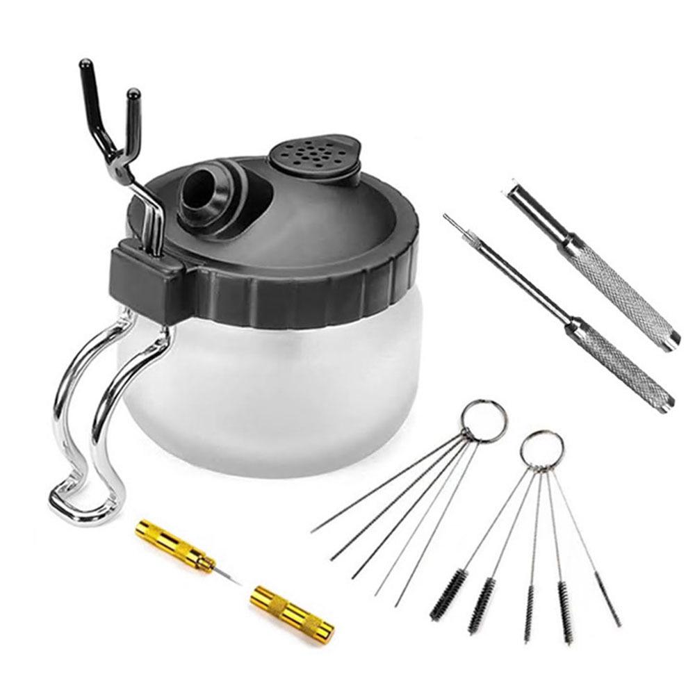 Airbrush Spray Gun Cleaning Kit: Includes Small Brush, Rinse Gun, Nozzle, and Four Ventilation Accessories for Auto Repair.