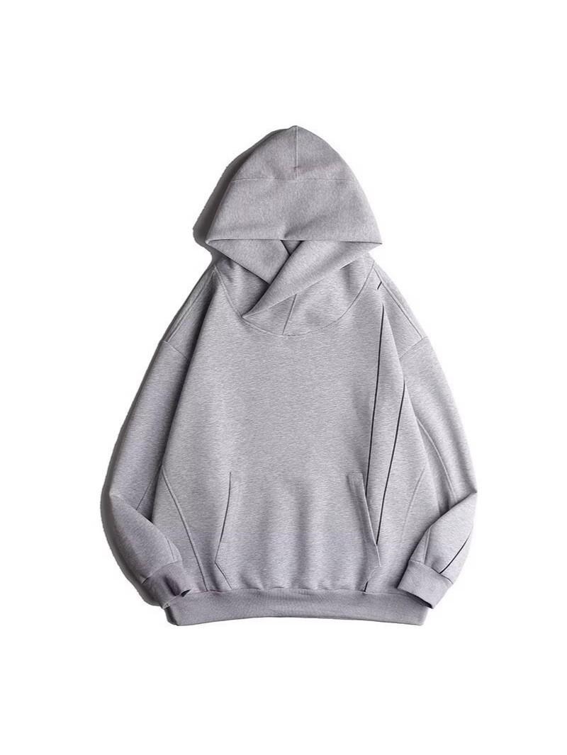

Guochao Unisex High Neck Hoodie – Heavyweight, Warm, Fall/Winter Style, Thickened with Hood XL сірий колір