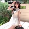 Sense bow lace-up niche non-collision dress women's gentle wind lace splicing slim skirt