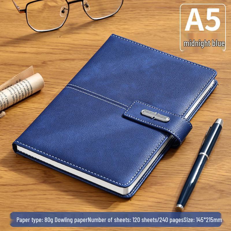Premium PU Leather A5 Notebook Gift Set with Dual Color Metal Buckle, Customizable Logo