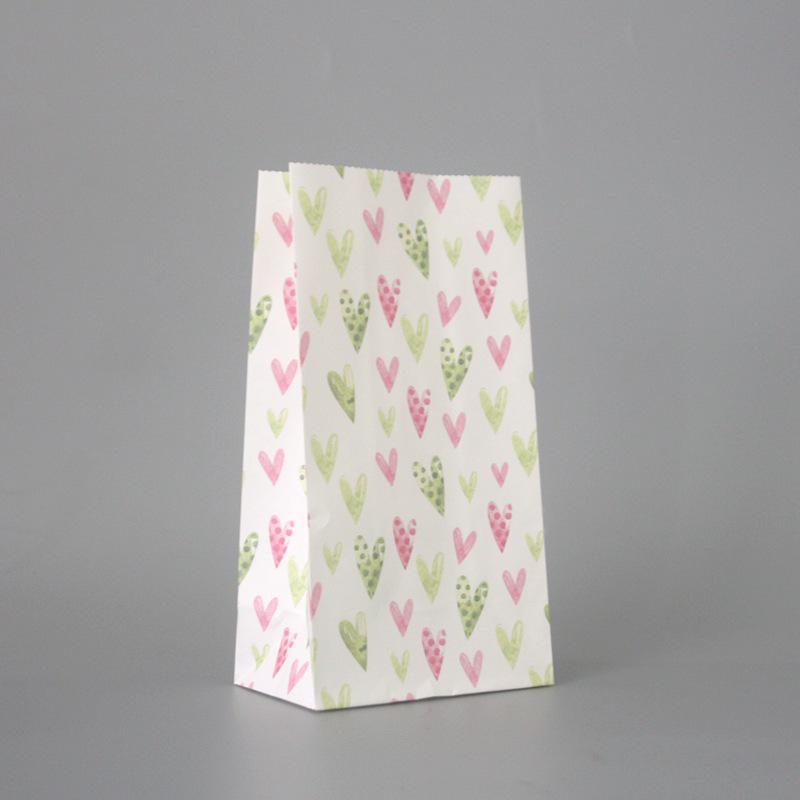 Small Floral Polka Dot Candy & Gift Paper Bag (Handle-Free, Flat Pocket for Cosmetics & Wedding Favors)