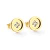 Damen Accessoires Edelstahl Rund Zirkonia Anti-Allergie Stecker Ohrringe Goldfarbe Ohrring Schmuck