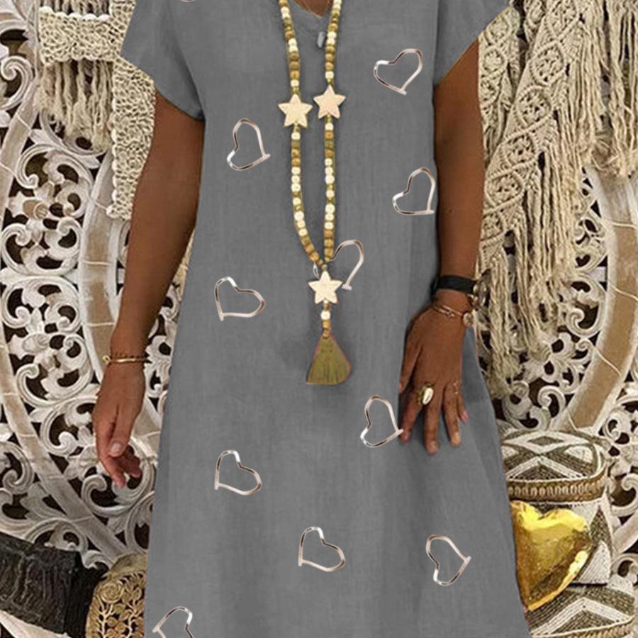 V-neck new dress long fashion loose women's clothing