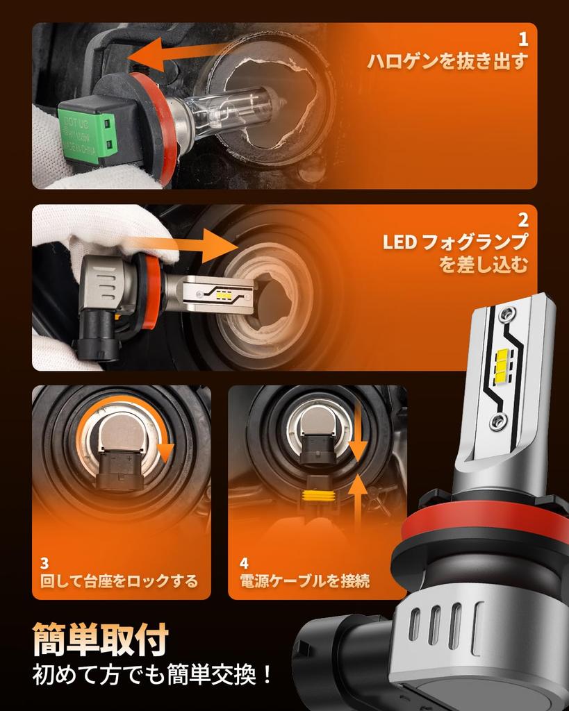 (2025 New Series) SEALIGHT F5-H11 H8 LED Fog Light, Bulb, 3,000 K, IP68 Waterproof,