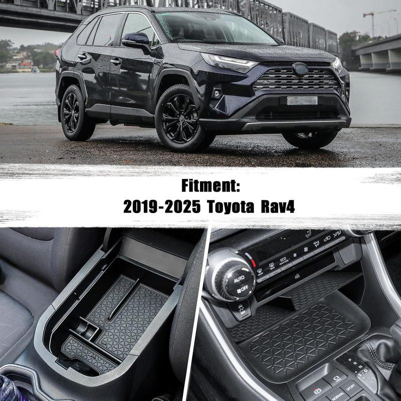 2PCS Center Console Organizer Tray and Armrest Storage Box For Toyota RAV4 2025 2024 2023-2019 Insert Secondary Storage Box.