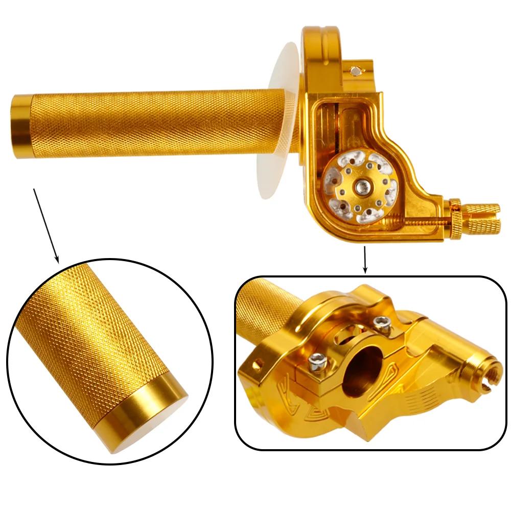 For ATV Quad Bike Motocross Moped Scooter Bike CNC Aluminum Parts 7/8" 22mm Universal Motorcycle Accelerator Throttle Twist Grip,Golden.