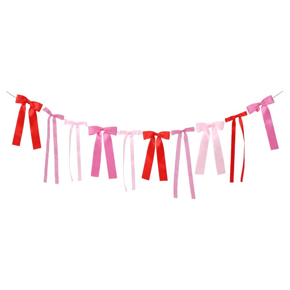 

Decorative Ribbon Bow Garland Valentine s Day Bow Garland Banner Pink Ribbon Bows Decoration Wedding Bridal Shower Engagement розовый