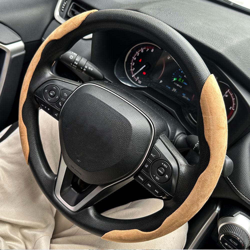 Suede Universal Car Steering Wheel Booster Cover Non-Slip Auto Interior Steer Protector Decoration Accessories Winter Keep Warm