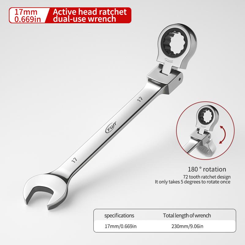 72-tooth ratchet combination wrench - plum open end wrench, 180° rotation, chrome vanadium steel, professional maintenance tool