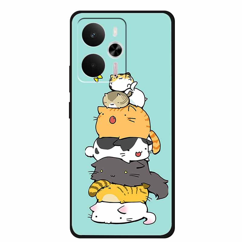 For Realme 14 5G Case Realme14 Coque 6.67" Black Silicone Soft TPU Phone Case For Realme 14 2025 Back Cover Case Shell Funda Cat