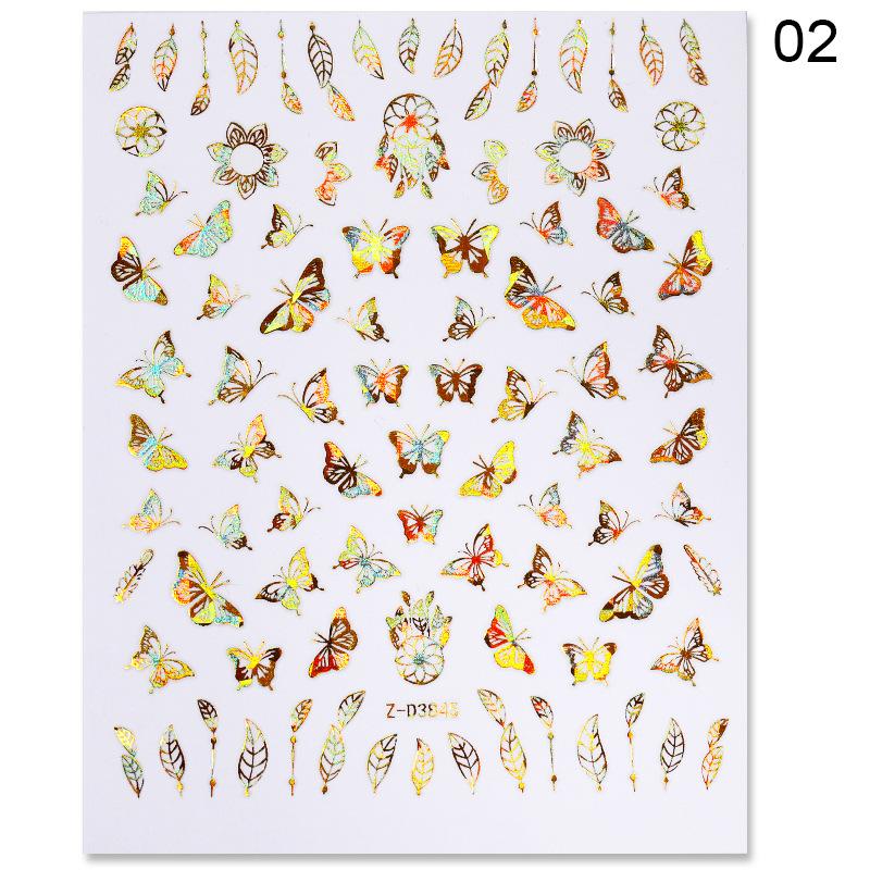 1pc 3D Nail Stickers Spring Summer Natural Flower Leaves Simulation Dried Flower Dragonfly Nail Applique Water Slides Decoration