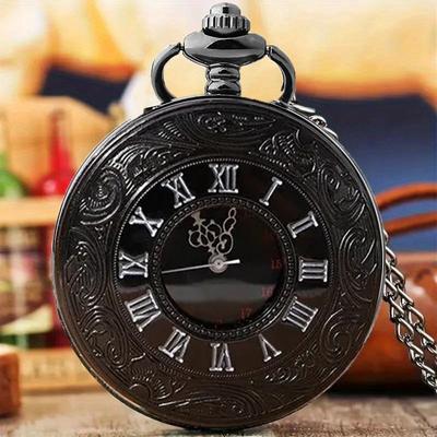 Reloj de bolsillo de cuarzo clásico de moda para hombre, reloj colgante con cadena para hombre y mujer