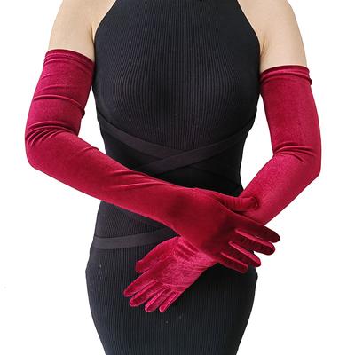 44cm 52cm 65cm Ősz Tél Meleg Női Bankett Opera Egyszínű Hosszú Arany Bársony Kesztyű Retro Elegáns Puha Szűk Nem Puffadt Rugalmas