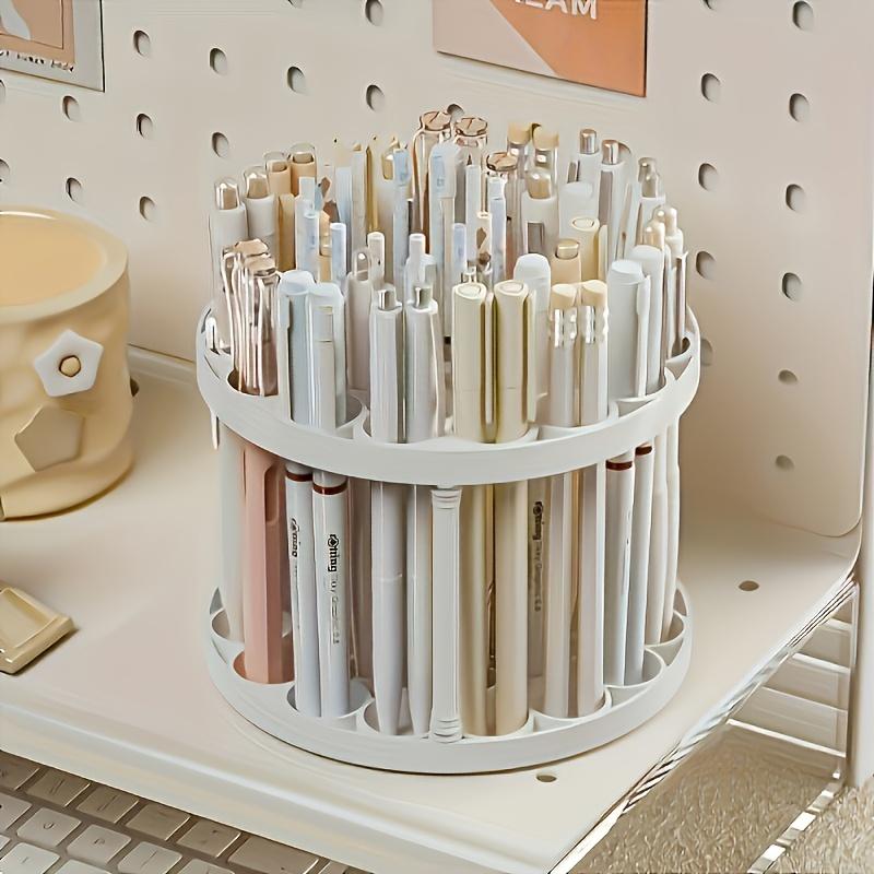 1PC Rotating Artist Brush Storage Rack with 360 ° Rotating Base - Heavy Duty White Plastic Storage Tower, Brush Storage Container