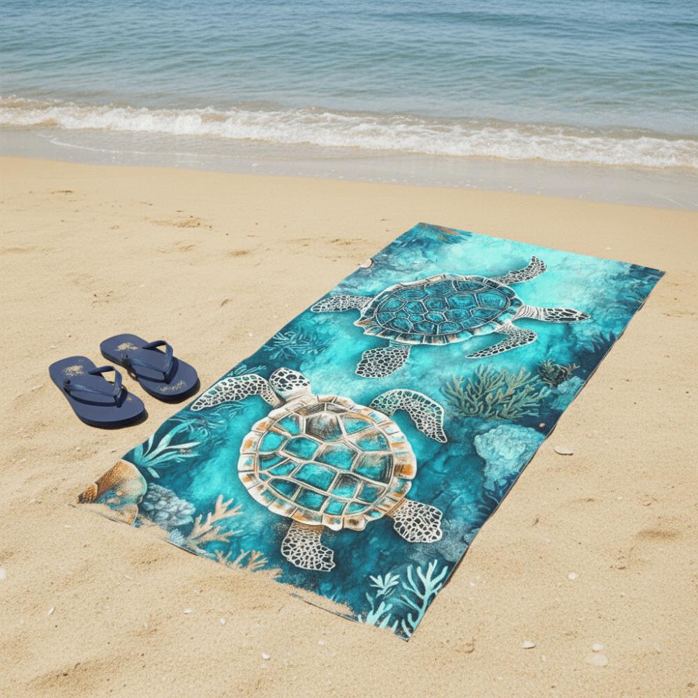 Absorbent Sea Turtle Beach Towel Shore Stylish Beach Blanket Multi-functional Bath Towel Nap