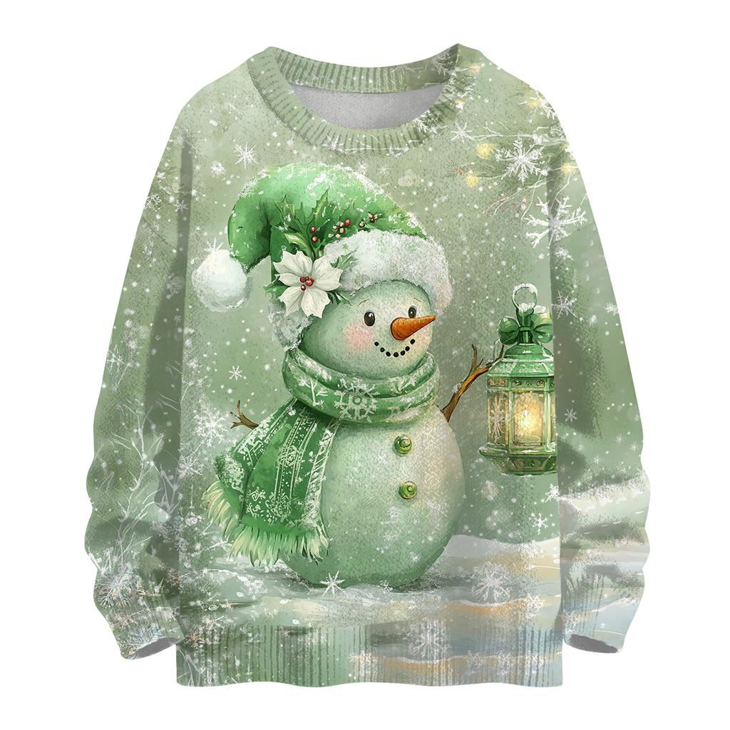 Women's Casual Long Sleeve Woolen Christmas Sweatshirt Fall  Vacation Long Sleeve Pullover