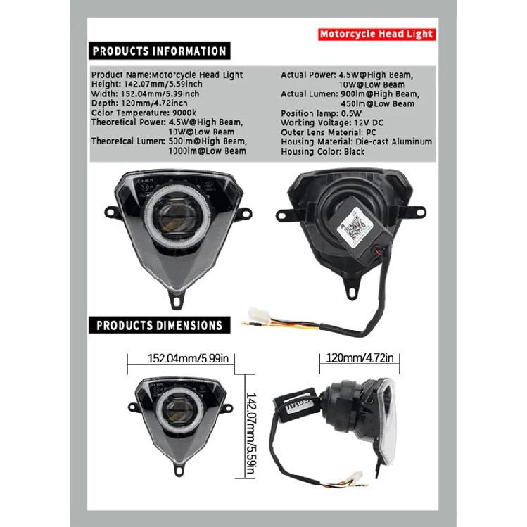 Motorcycle V6 Headlight APP Control Angel Eye Light Pit Dirt Bike For Beta 50 125 250 300 Universal Mounting Accessories Racing