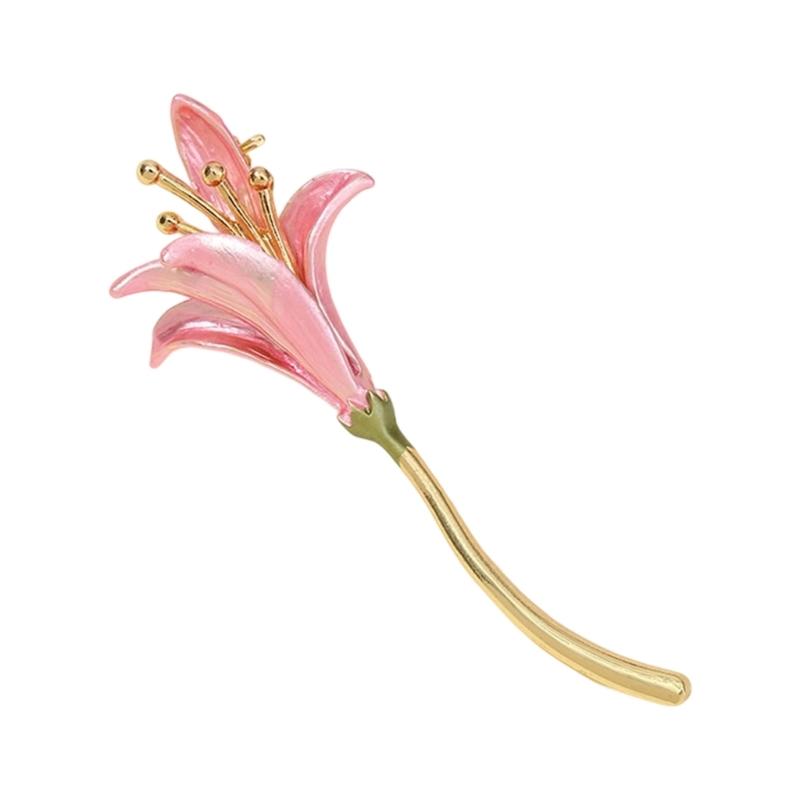 Sturdy Alloy Daffodil Brooch Hand Painted Floral Designs Portable Jewelry for Women