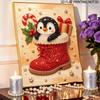 DIY Pearl Bead Painting Kit Cute Penguin Christmas Stress Relief Craft Frameless 3D Canvas Art for Adults Home Decoration Gift