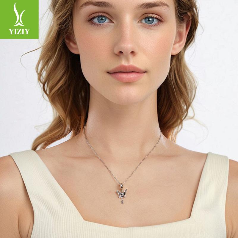Cross-Border Butterfly Key Pendant Retro Style S925 Sterling Silver Beads Diy Bracelet Necklace Accessories
