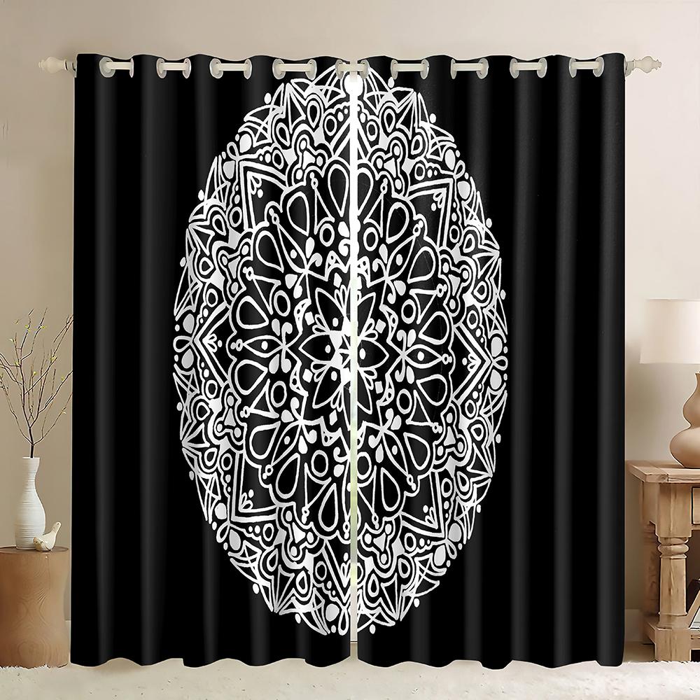 Mandala Barevný Závěs Balkónová Dělící Stěna Obývací Pokoj Ložnice Boho Hustý Zatemňovací Závěs Dveřní/Okenní Závěs Dekor(2Panely)